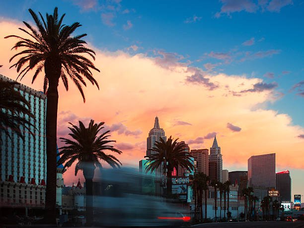 Las Vegas Strip and pink clouds